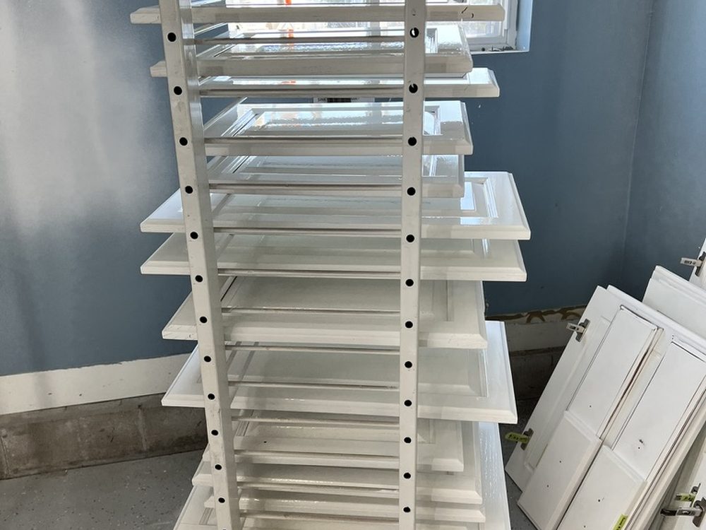 Cabinet doors drying in our spray booth