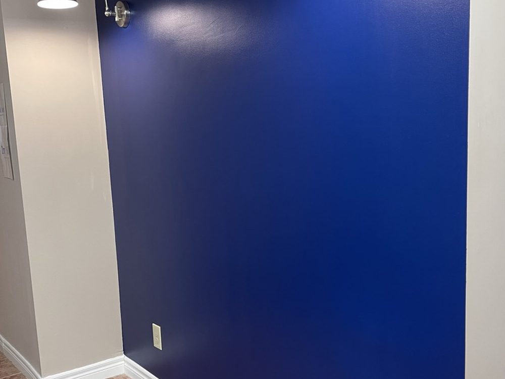 Deep blue accent wall